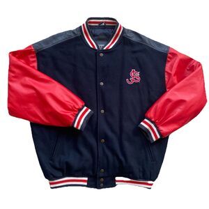 Vintage Steve & Barry’s St John’s Red Storm Varsity Jacket Black Wool Large